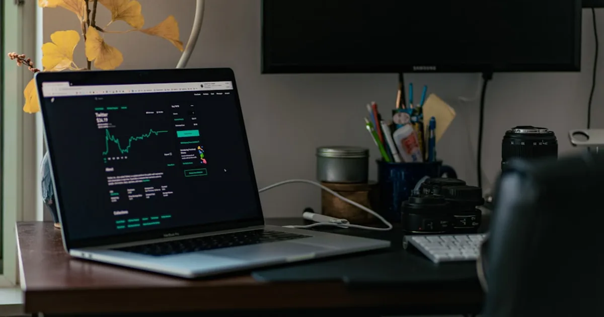 Contexto Brasil: pessoa analisando investimentos em ações no laptop com planilha (Ações na B3: Como Começar a Investir em Bolsa com Seguranç
